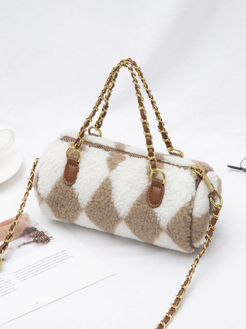 Dámská Kabelka Dacron Fashion Diamond Pattern Plush Crossbody Bag