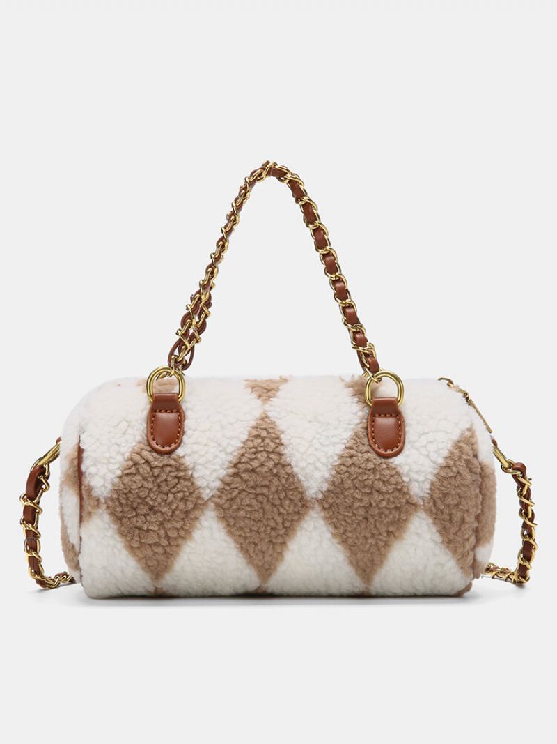 Dámská Kabelka Dacron Fashion Diamond Pattern Plush Crossbody Bag