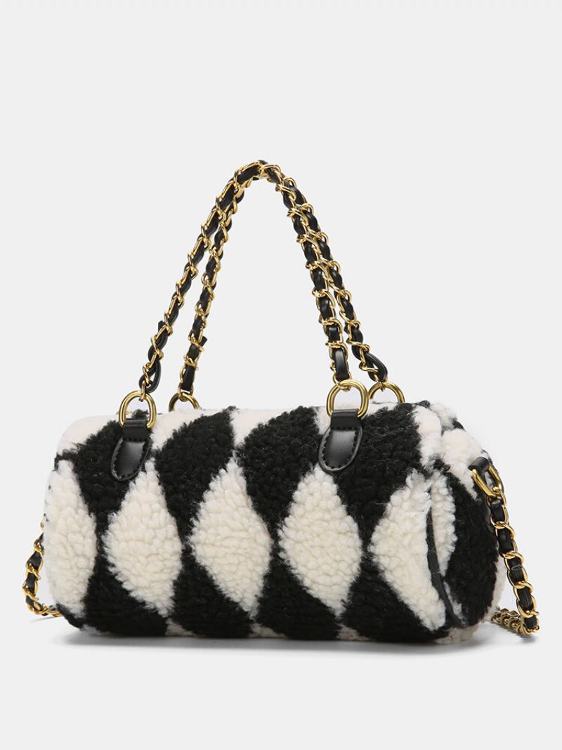 Dámská Kabelka Dacron Fashion Diamond Pattern Plush Crossbody Bag