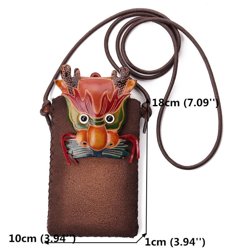 Dámská Kabelka Na Telefon Z Pravé Kůže Vintage Casual Crossbody