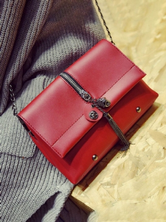 Dámská Kabelka Tassel Little Square Clutches Crossbody Z Pu Kůže