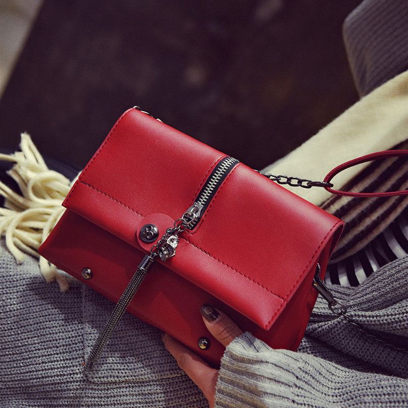 Dámská Kabelka Tassel Little Square Clutches Crossbody Z Pu Kůže