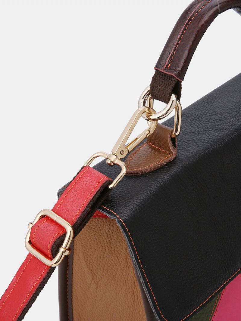 Dámská Kabelka Z Pravé Kůže Patchwork Vintage Crossbody