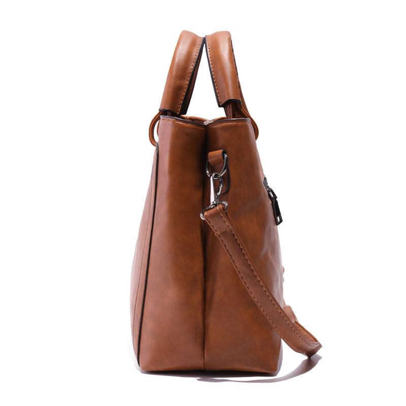 Dámská Kabelka Z Pu Kůže Square Tote Bag Oil Leather Crossbody Bag