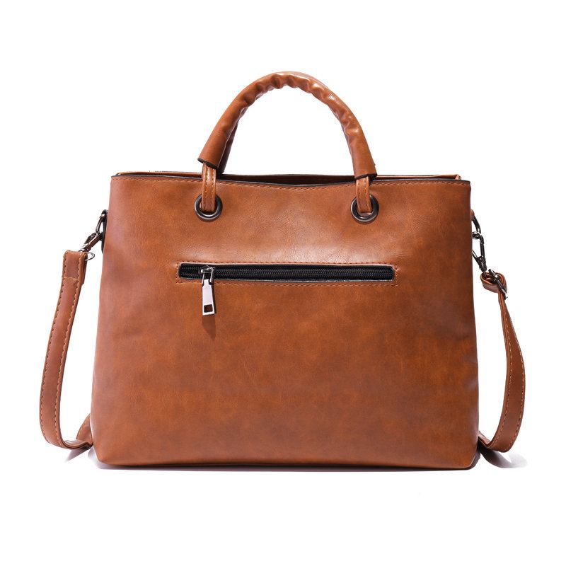 Dámská Kabelka Z Pu Kůže Square Tote Bag Oil Leather Crossbody Bag