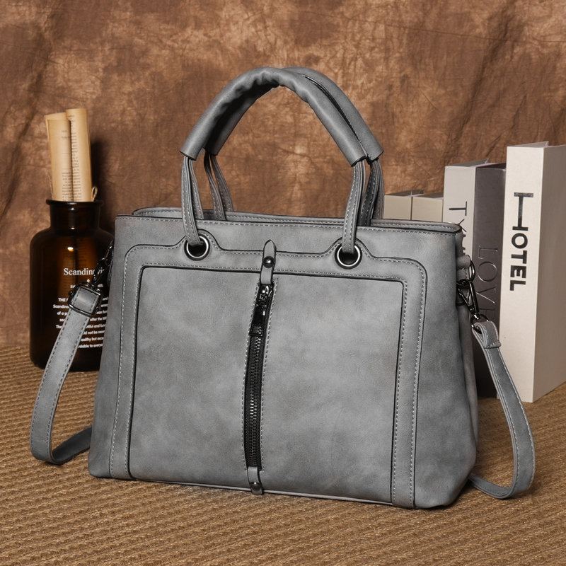 Dámská Kabelka Z Pu Kůže Square Tote Bag Oil Leather Crossbody Bag