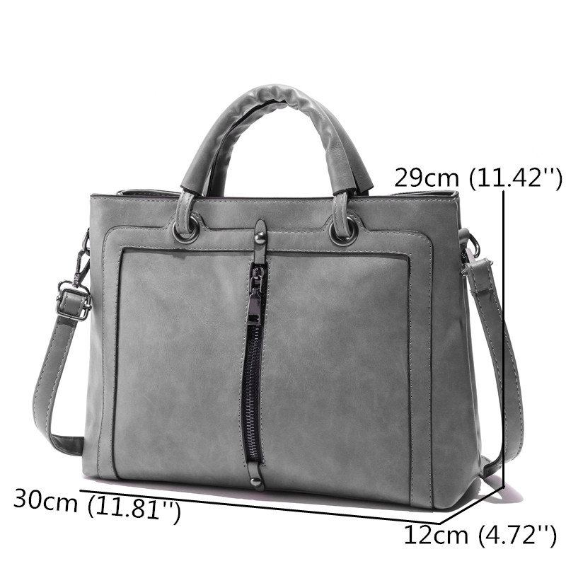 Dámská Kabelka Z Pu Kůže Square Tote Bag Oil Leather Crossbody Bag