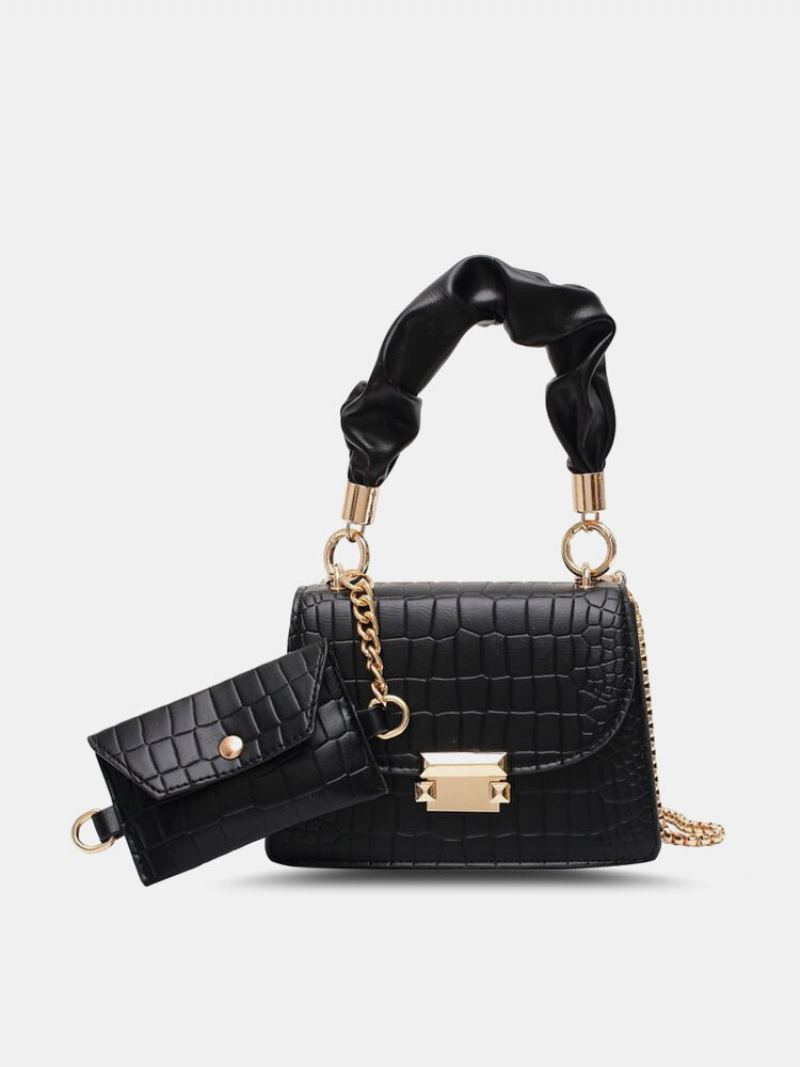 Dámská Kabelka Z Umělé Kůže Multi-carry Alligator Jednobarevná Crossbody