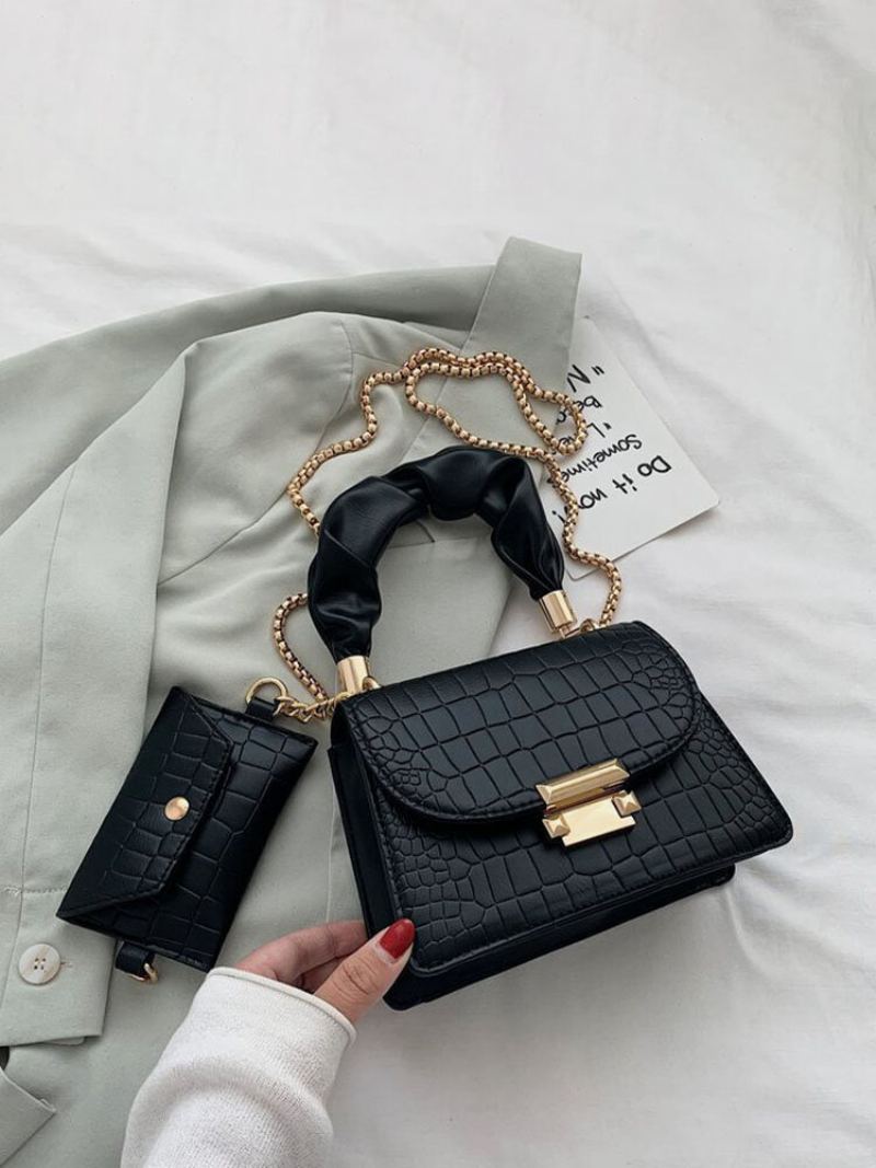 Dámská Kabelka Z Umělé Kůže Multi-carry Alligator Jednobarevná Crossbody