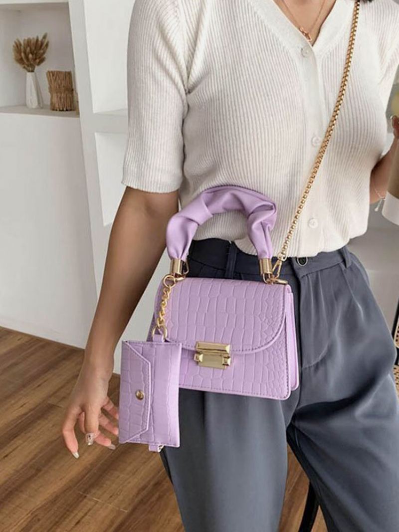 Dámská Kabelka Z Umělé Kůže Multi-carry Alligator Jednobarevná Crossbody