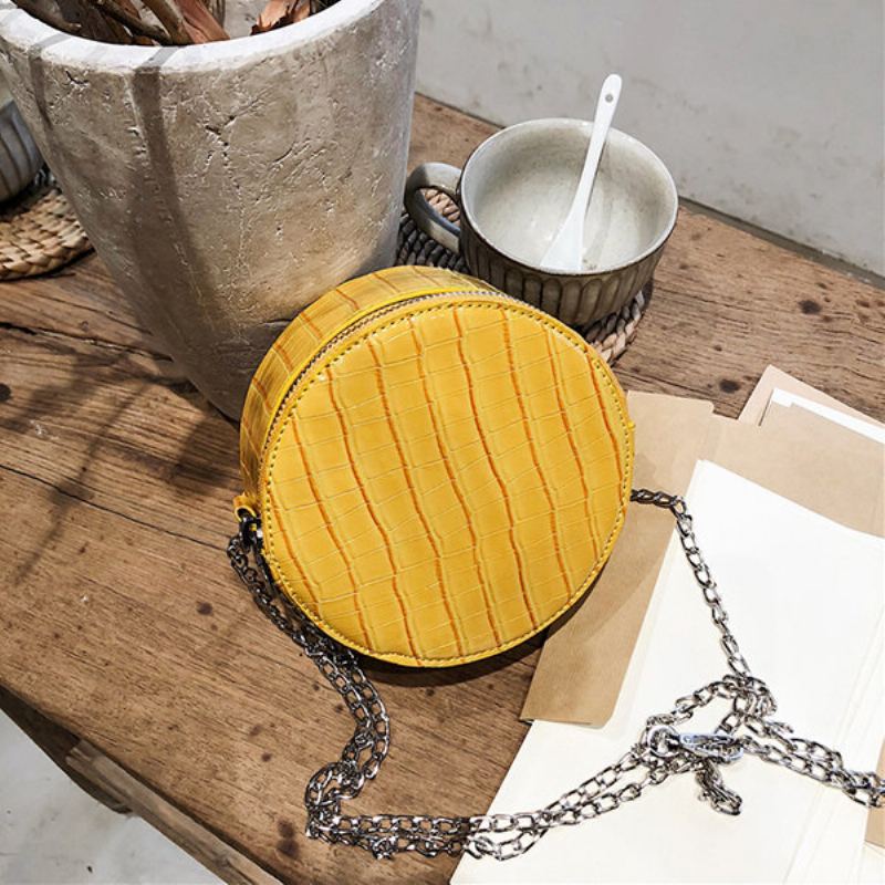 Dámská Kulatá Taška Z Umělé Kůže Alligator Crossbody Chain Bag