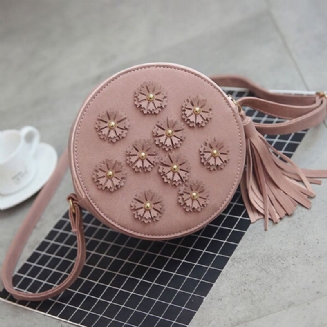 Dámská Květinová Taška Přes Rameno Z Pu Kůže Kulatá Crossbody