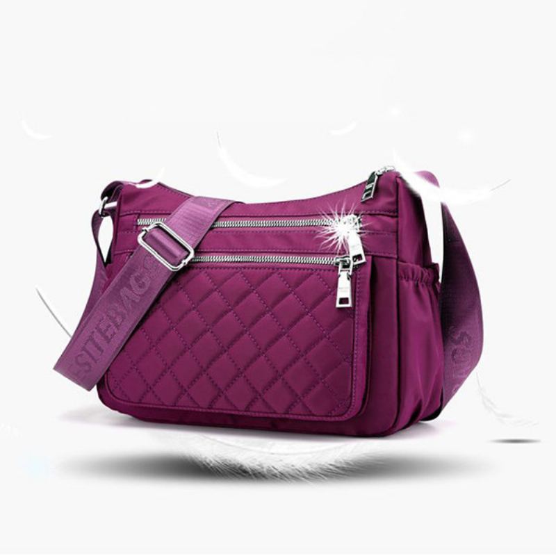 Dámská Lehká Voděodolná Taška Přes Rameno Argyle Nylon Crossbody Kabelka