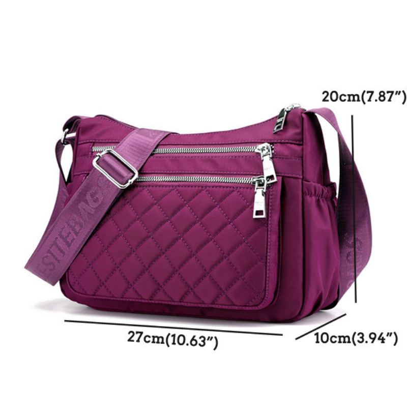 Dámská Lehká Voděodolná Taška Přes Rameno Argyle Nylon Crossbody Kabelka