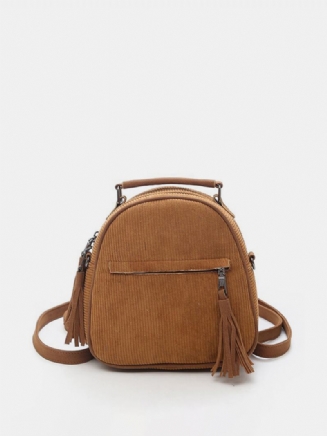 Dámská Manšestrová Multifunkční Crossbody Taška Tassel Pevný Batoh Vintage Přes Rameno