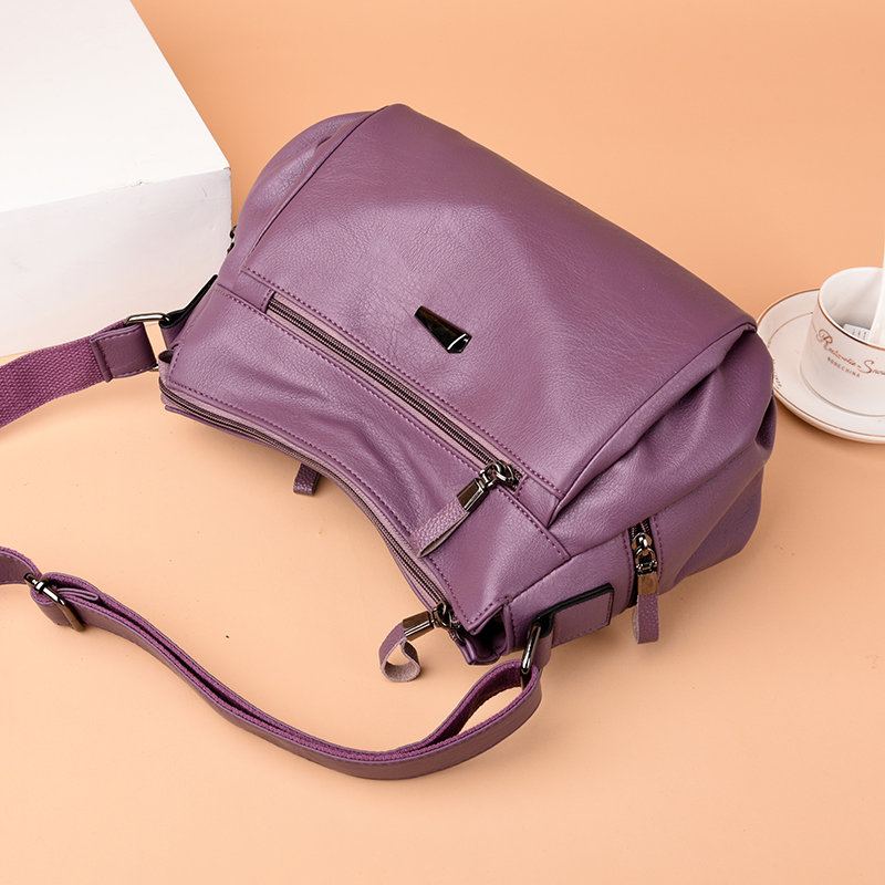 Dámská Měkká Kožená Pevná Crossbody Taška Leisure Messenger Bag