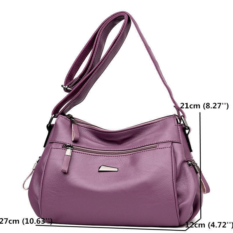 Dámská Měkká Kožená Pevná Crossbody Taška Leisure Messenger Bag