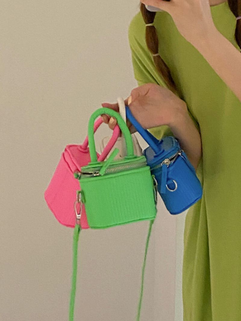 Dámská Móda Z Umělé Kůže Nákupní Pevná Candy Světlá Barva Mini Kabelka Crossbody