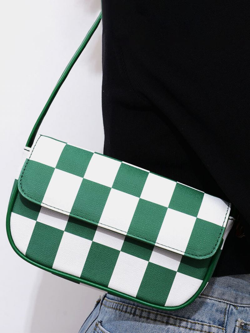 Dámská Móda Z Umělé Kůže S Mřížkovým Vzorem Crossbody Kabelka Přes Rameno