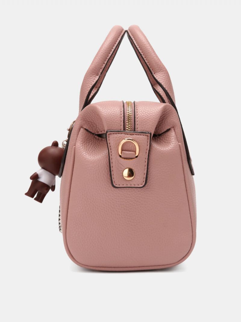 Dámská Móda Z Umělé Kůže Velkokapacitní Medvěd Ornament Jednobarevná Kabelka Crossbody Bag