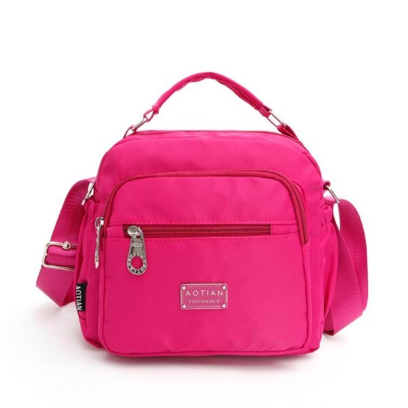 Dámská Nepromokavá Crossbody Kabelka Nylonová S Více Zipem Sling Bag