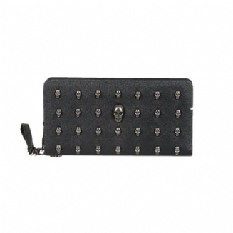 Dámská Peněženka Vintage Punk Skull Bag Dámské Pu Kožené Peněženky Dlouhá Cestovní Wristlet Clutch