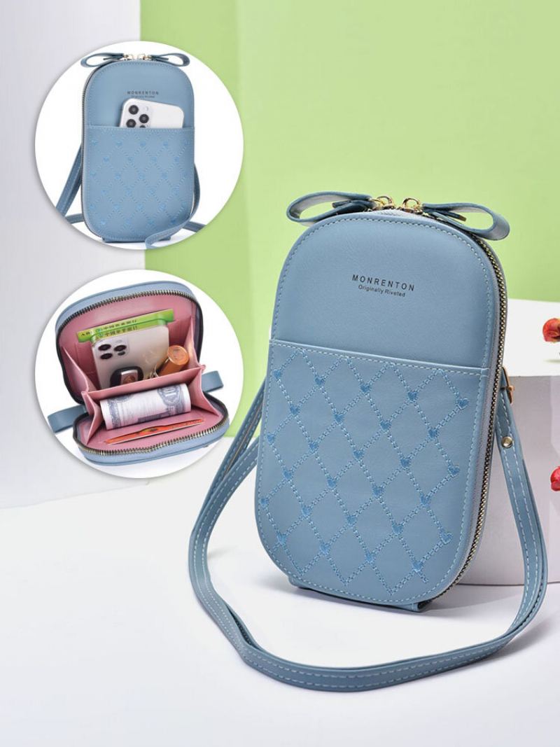 Dámská Peněženka Z Umělé Kůže Multifunkční Jednobarevná Crossbody Kabelka