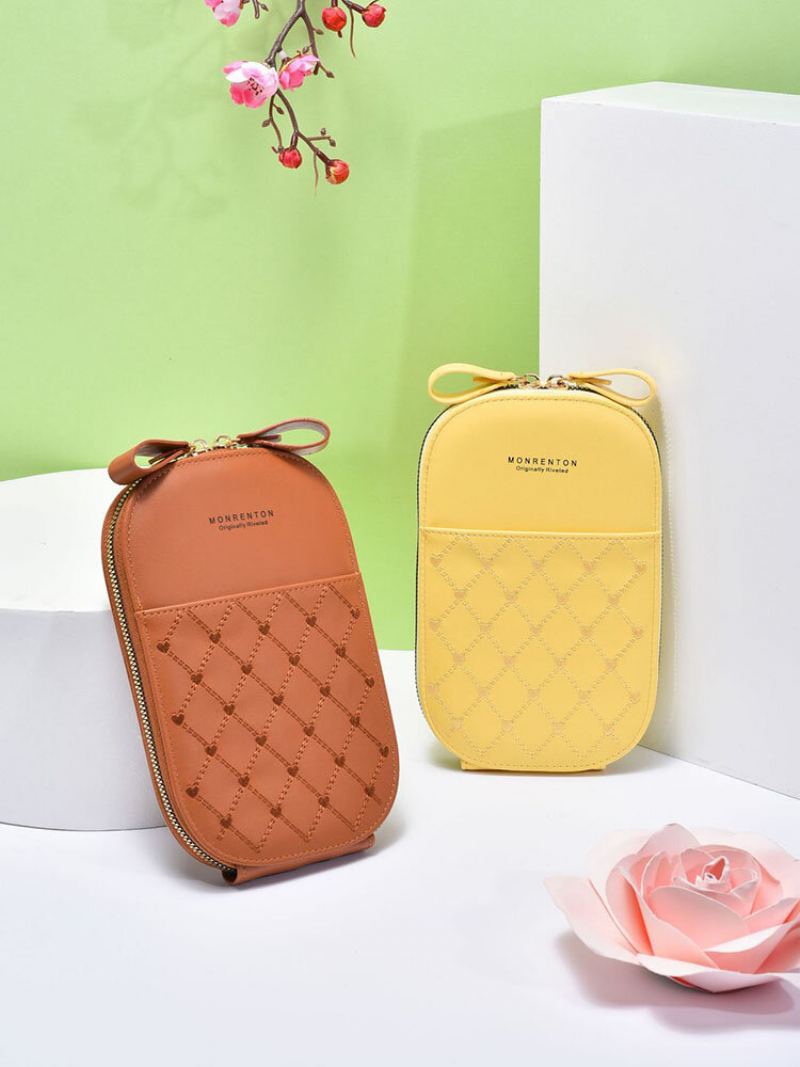 Dámská Peněženka Z Umělé Kůže Multifunkční Jednobarevná Crossbody Kabelka