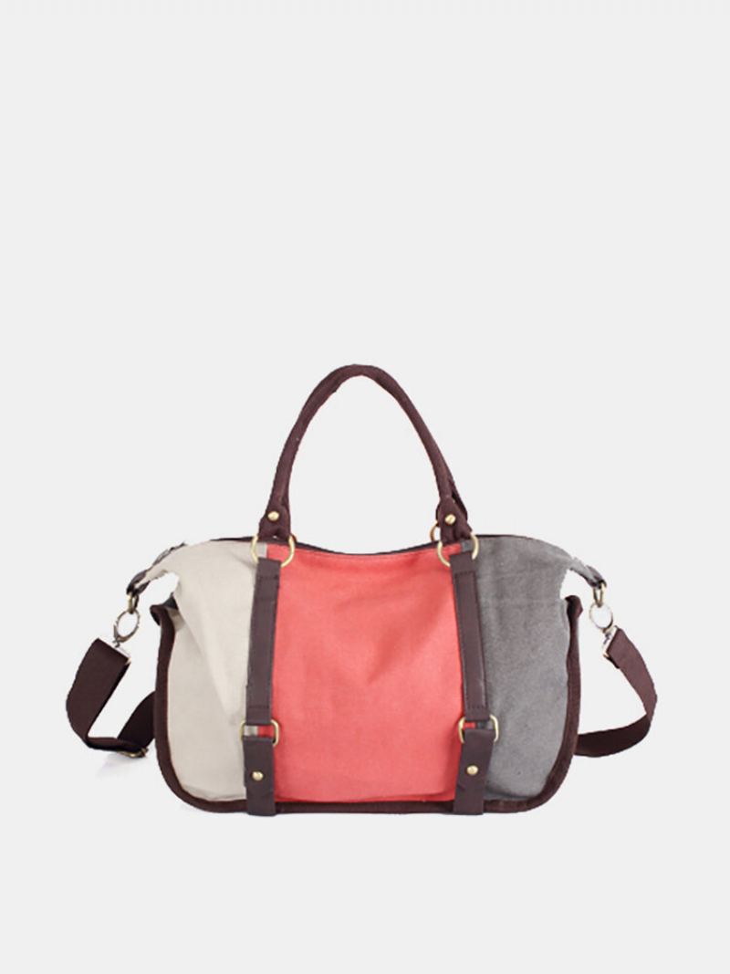 Dámská Plátěná Kabelka Patchwork Velkokapacitní Pro Volný Čas Crossbody