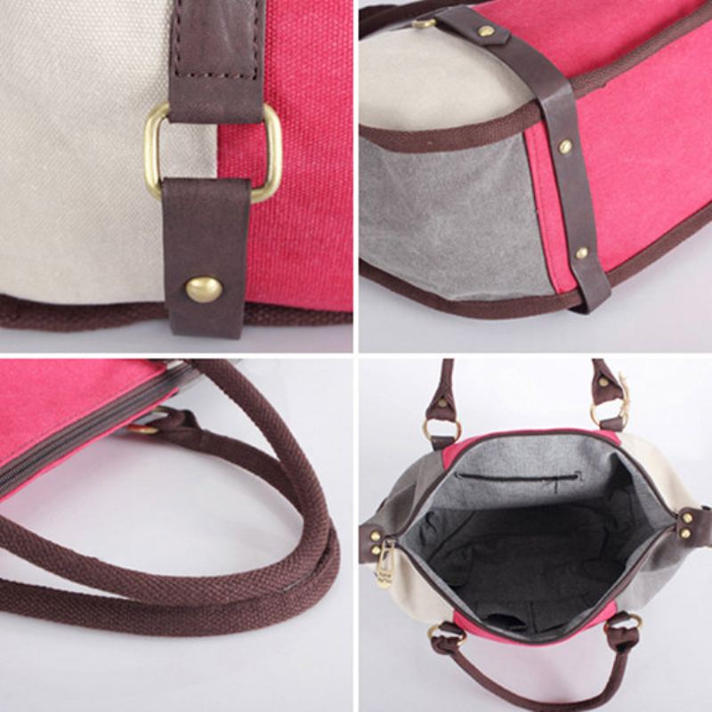 Dámská Plátěná Kabelka Patchwork Velkokapacitní Pro Volný Čas Crossbody