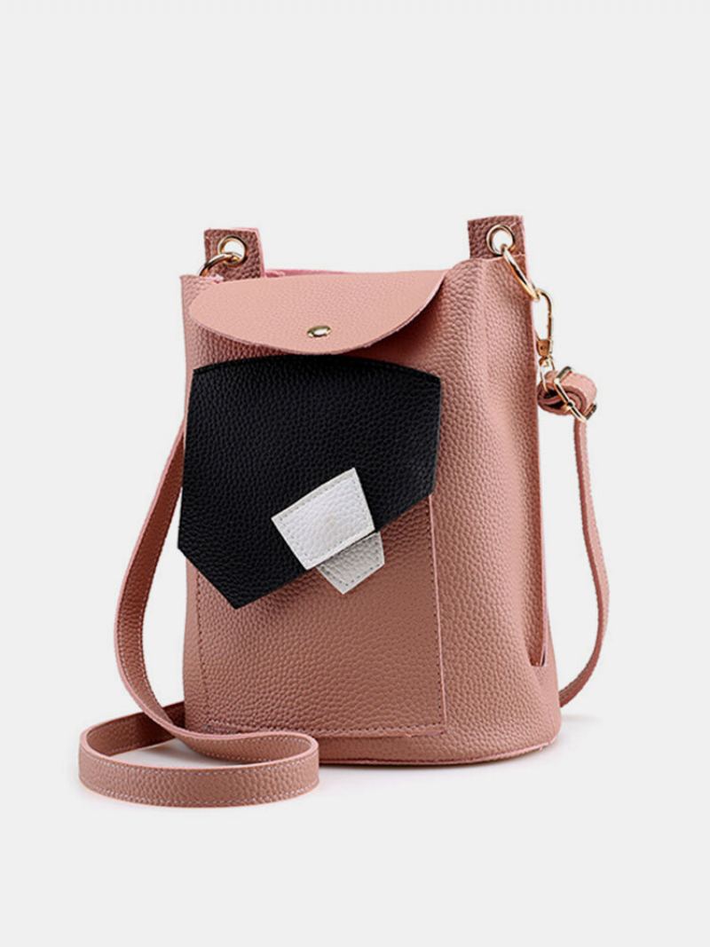 Dámská Pu Kožená Kabelka Patchwork Crossbody Bag Bucket Bag