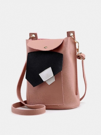 Dámská Pu Kožená Kabelka Patchwork Crossbody Bag Bucket Bag