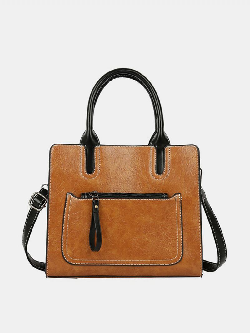 Dámská Pu Kožená Kabelka Retro Pevná Crossbody Pro Volný Čas