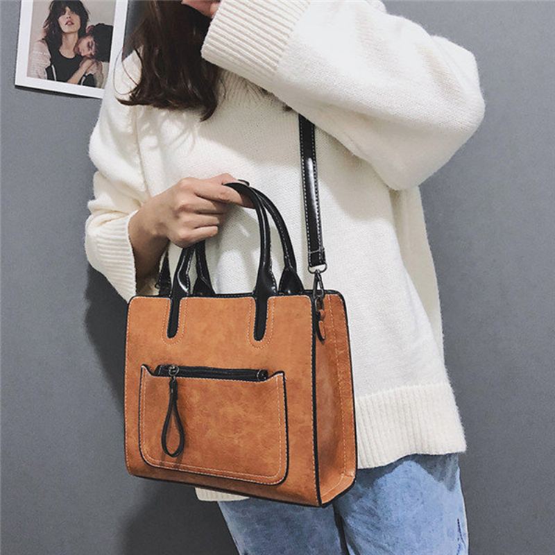 Dámská Pu Kožená Kabelka Retro Pevná Crossbody Pro Volný Čas