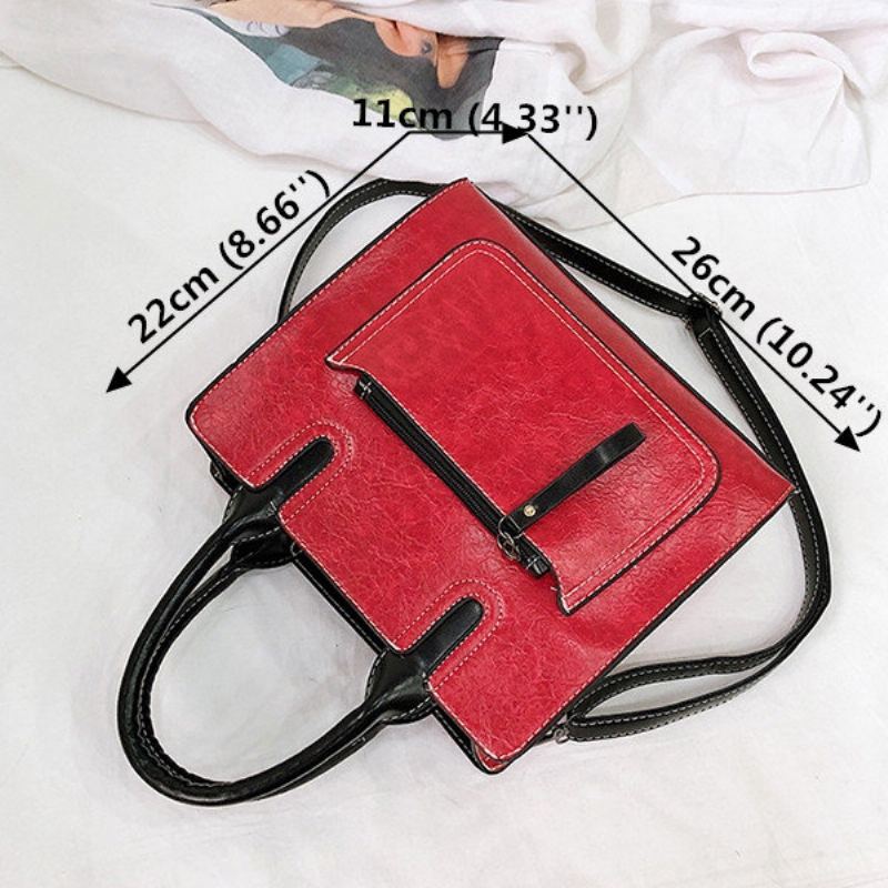 Dámská Pu Kožená Kabelka Retro Pevná Crossbody Pro Volný Čas