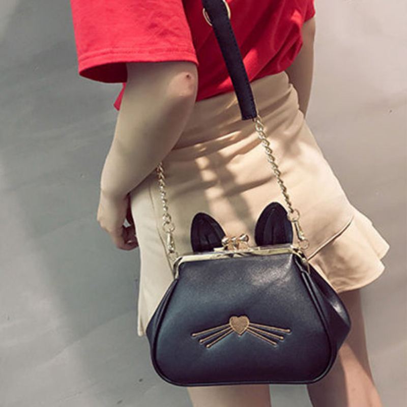 Dámská Pu Leather Cute Hasp Bucket Bag Crossbody Kabelka