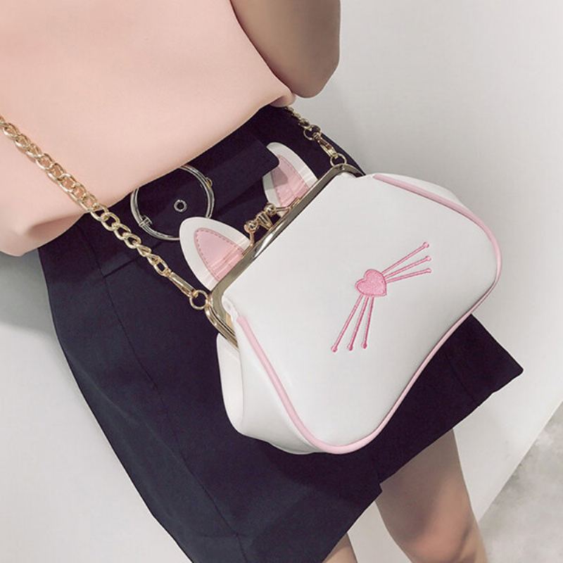 Dámská Pu Leather Cute Hasp Bucket Bag Crossbody Kabelka