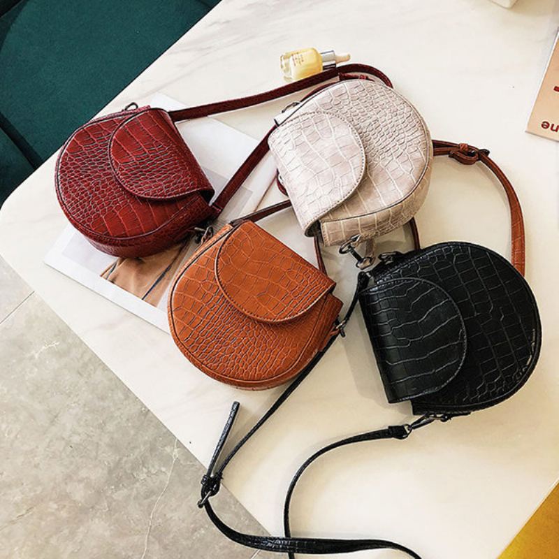 Dámská Retro Pevná Crossbody Kabelka Taška Na Telefon S Krokodýlím Vzorem