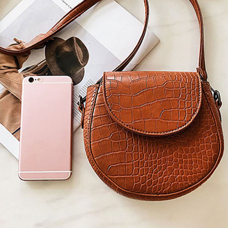 Dámská Retro Pevná Crossbody Kabelka Taška Na Telefon S Krokodýlím Vzorem