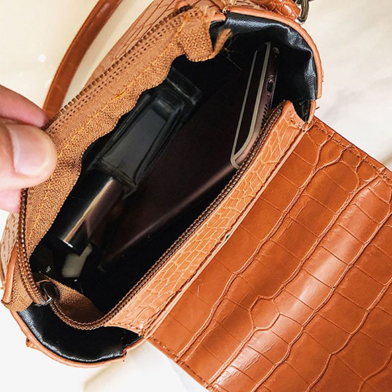 Dámská Retro Pevná Crossbody Kabelka Taška Na Telefon S Krokodýlím Vzorem