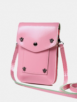 Dámská Retro Taška Přes Rameno Vintage Rivet Pu Crossbody Malá Na Telefon