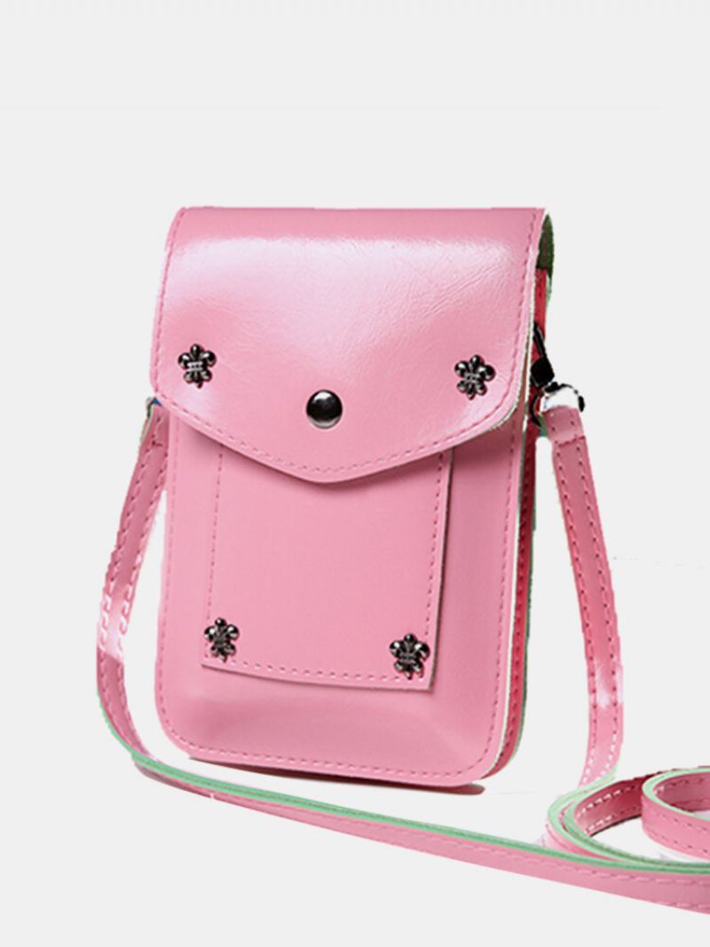 Dámská Retro Taška Přes Rameno Vintage Rivet Pu Crossbody Malá Na Telefon