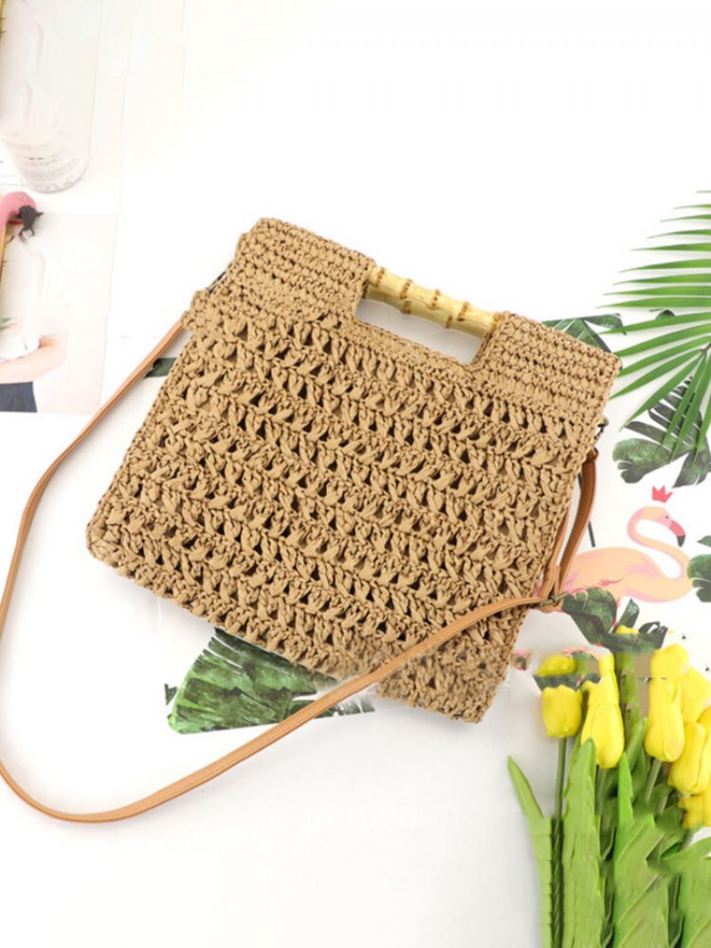 Dámská Slaměná Elegantní Sváteční Crossbody Kabelka S Konvertibilním Popruhem Ležérní Plážová Sladká