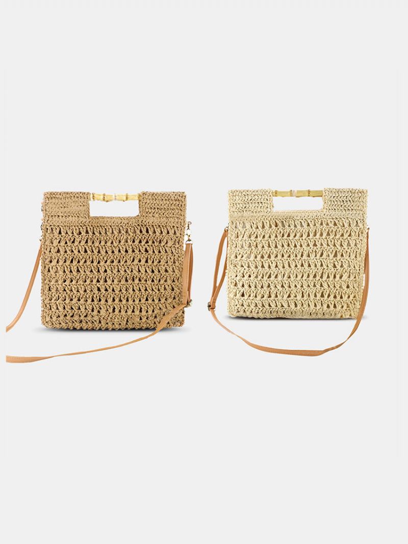 Dámská Slaměná Elegantní Sváteční Crossbody Kabelka S Konvertibilním Popruhem Ležérní Plážová Sladká