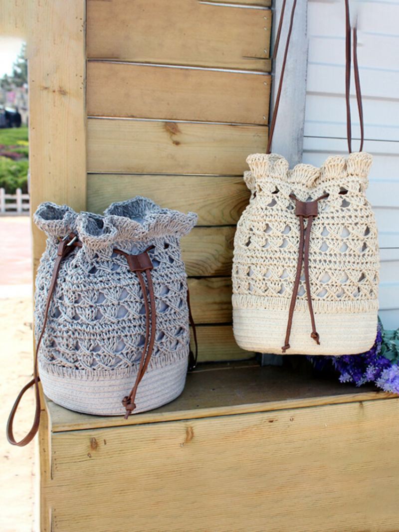 Dámská Strawn Bohémská Stylová Lehká Crossbody Taška Beach Bucket Bag