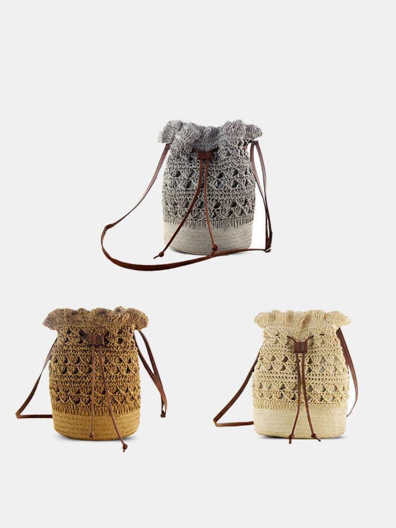 Dámská Strawn Bohémská Stylová Lehká Crossbody Taška Beach Bucket Bag