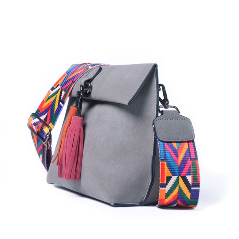 Dámská Taška Messenger Crossbody Střapec Tašky Přes Rameno Dámské Kabelky Designové S Barevným Popruhem