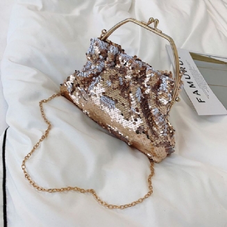 Dámská Taška Nové Sequins Přes Rameno Módní Trend Pumping Bucket Bag Chain Bag