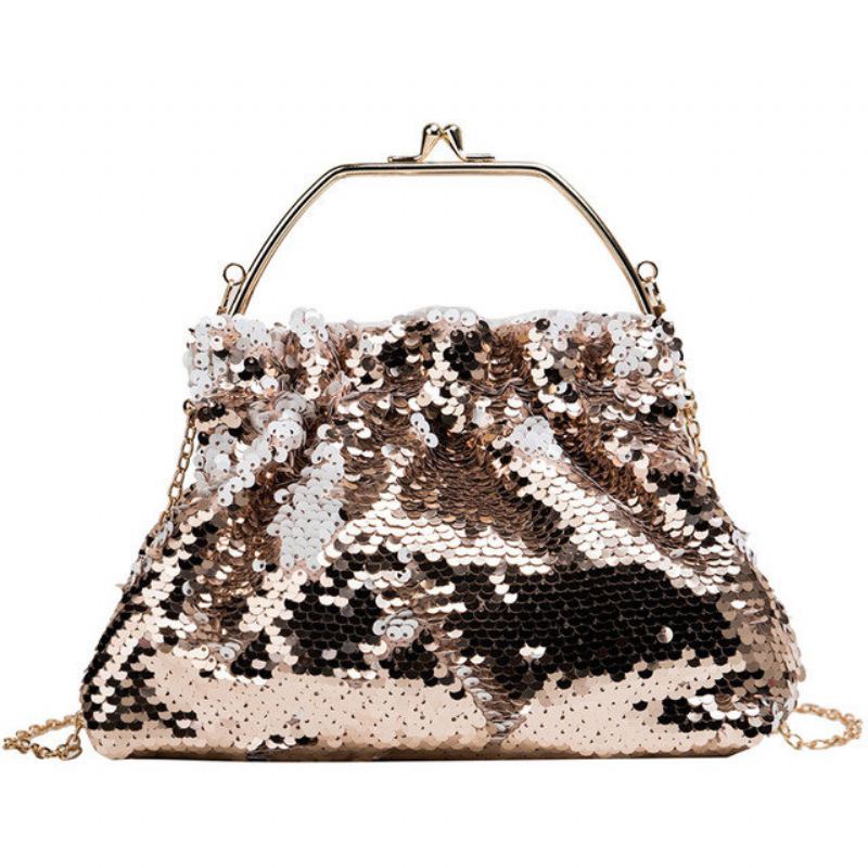 Dámská Taška Nové Sequins Přes Rameno Módní Trend Pumping Bucket Bag Chain Bag