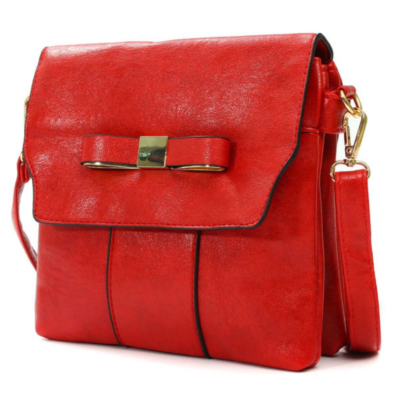 Dámská Taška Přes Rameno Vintage Bowknot Z Pu Kůže Hasp Messenger Crossbody Kabelka